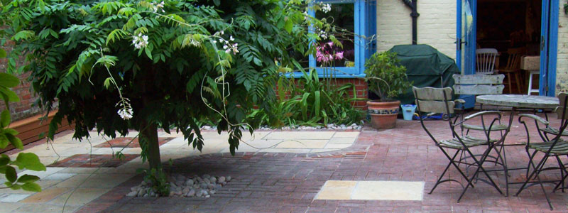 Landscaped garden patio in Poole